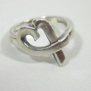 TIFFANY & CO 925 Sterling Silver PALOMA PICASSO Loving Heart Ring sz 4.5 - 5 90s